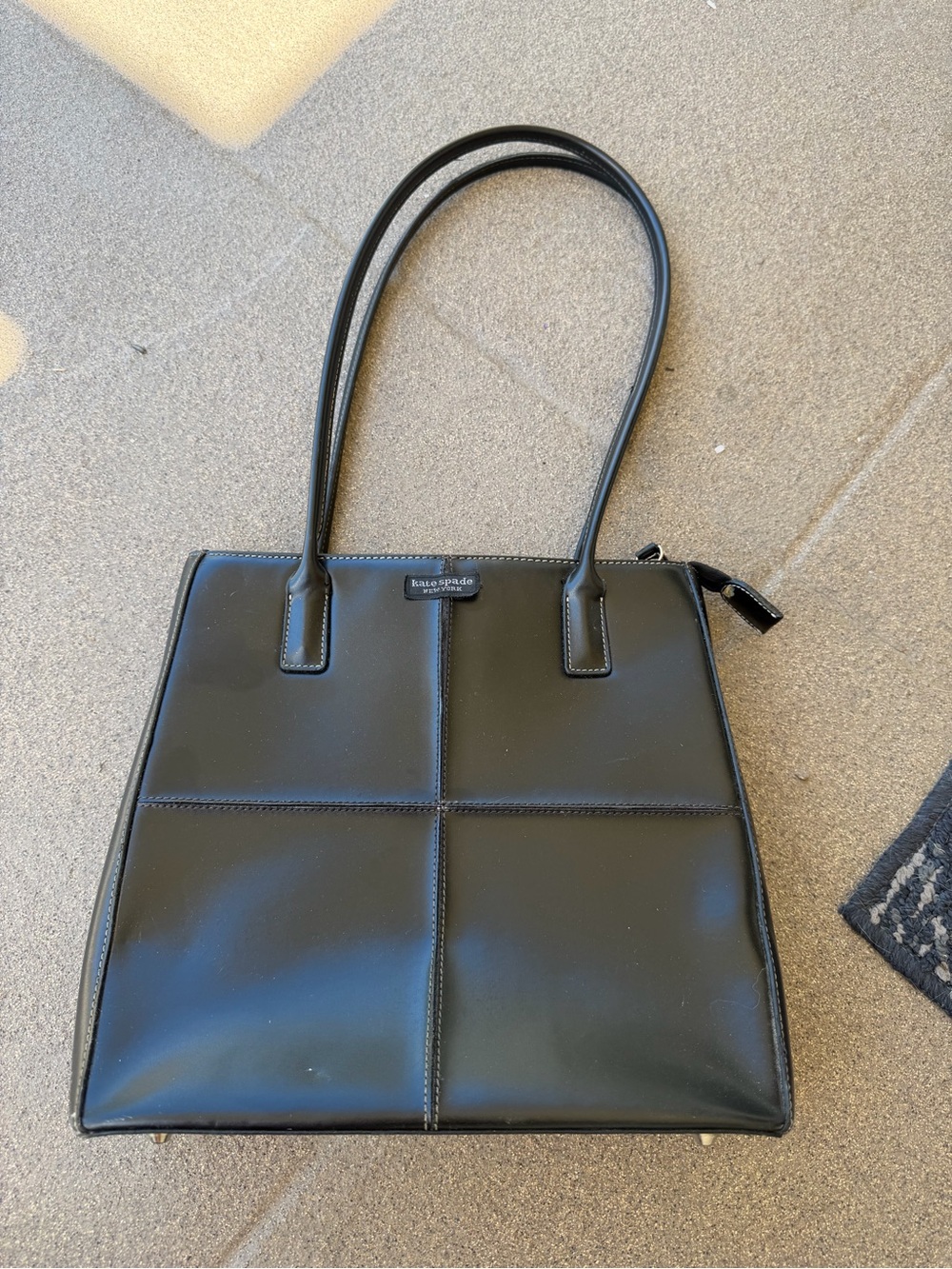 kate spade Black Leather Quilted-Panel Tote